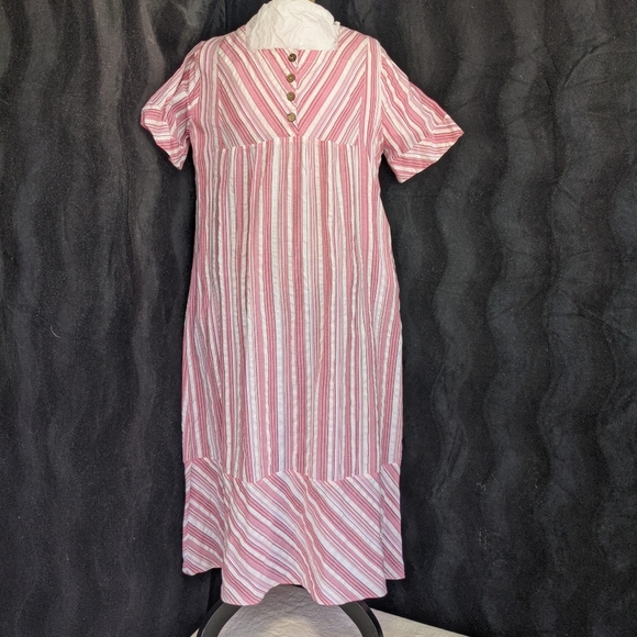 The Vermont Country Store Dresses Vermont Country Cotton Pink White Striped Nap Dress Xl